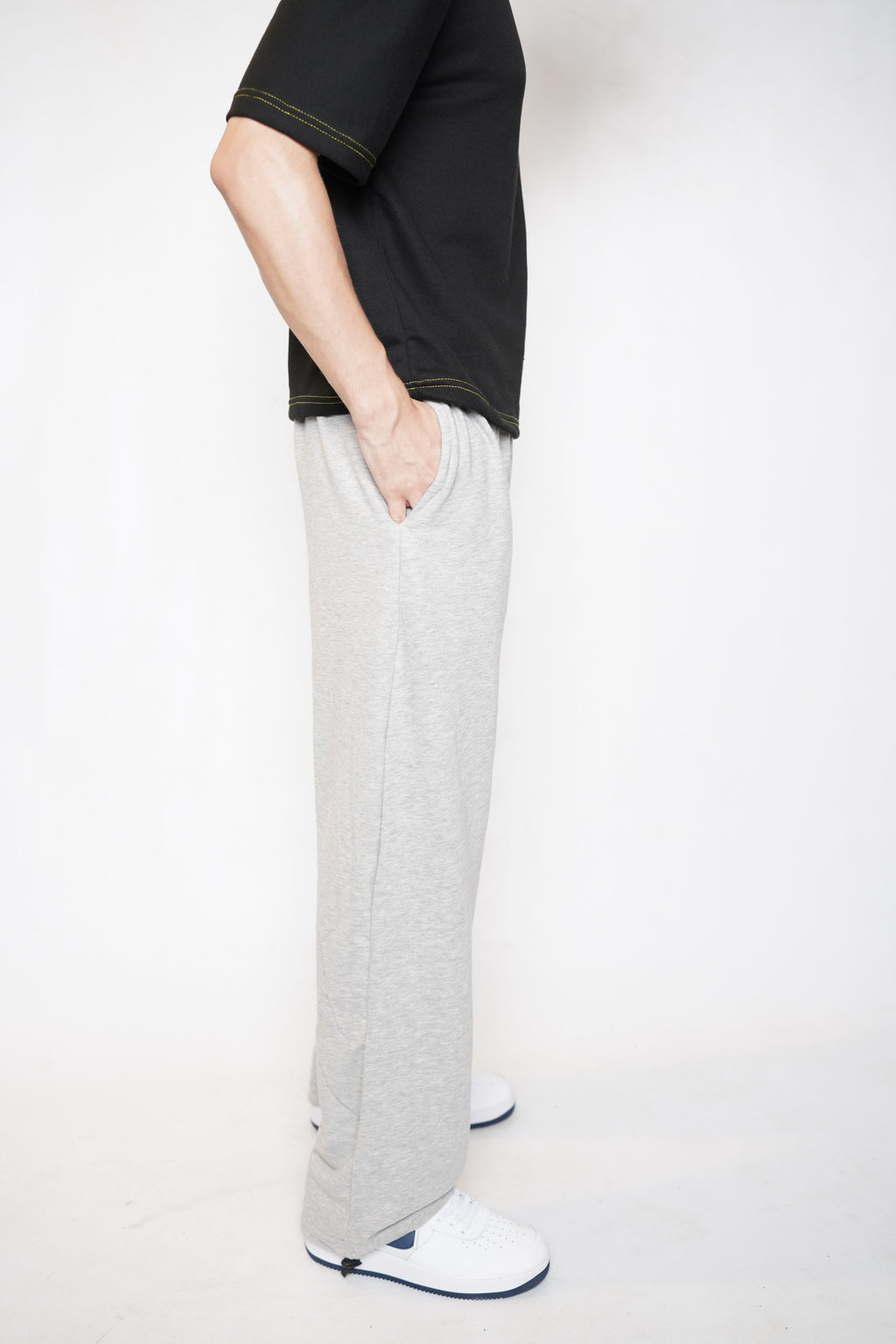 grey baggy trousers