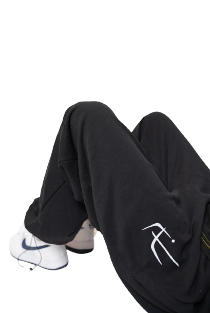black baggy trousers