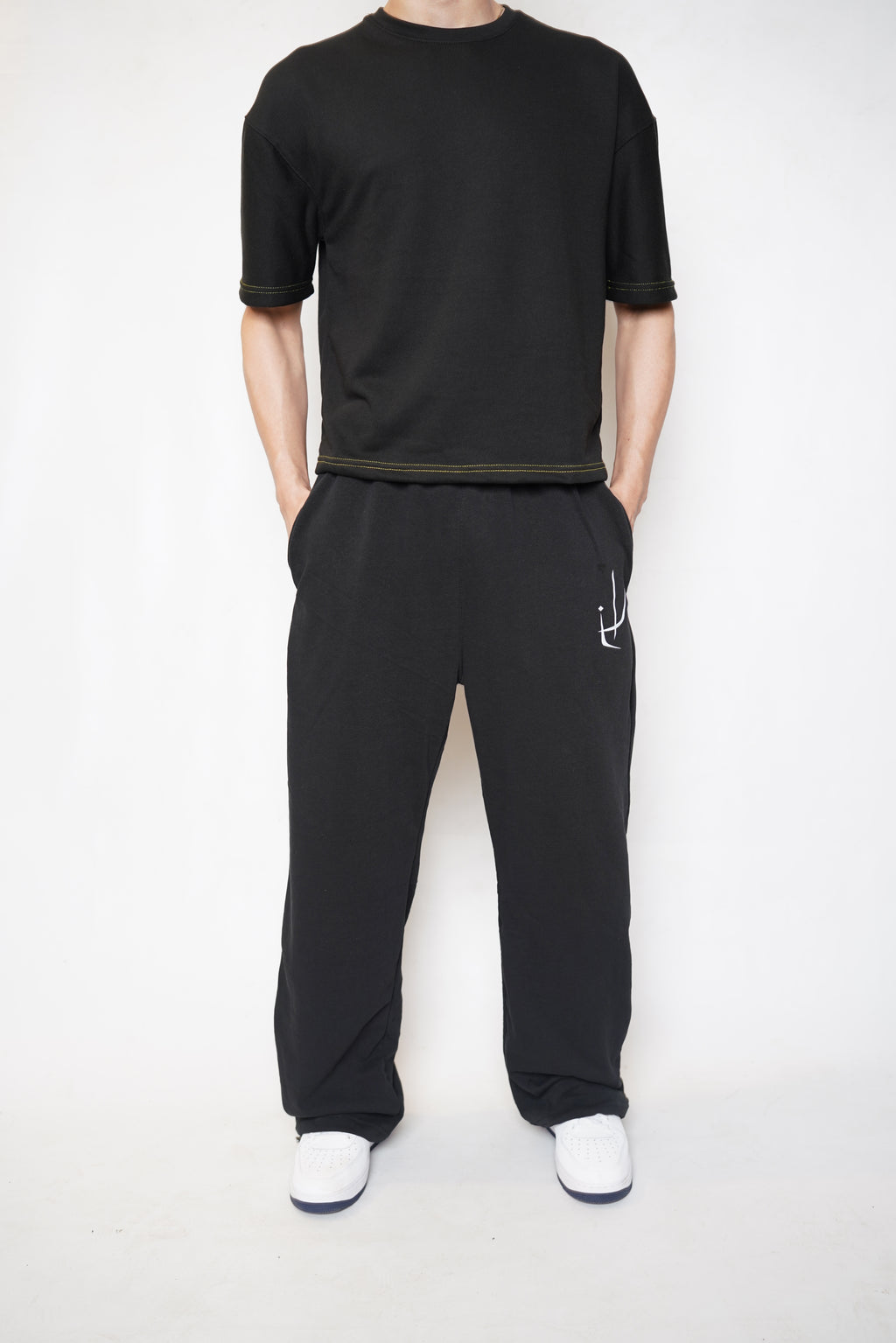 black baggy trousers