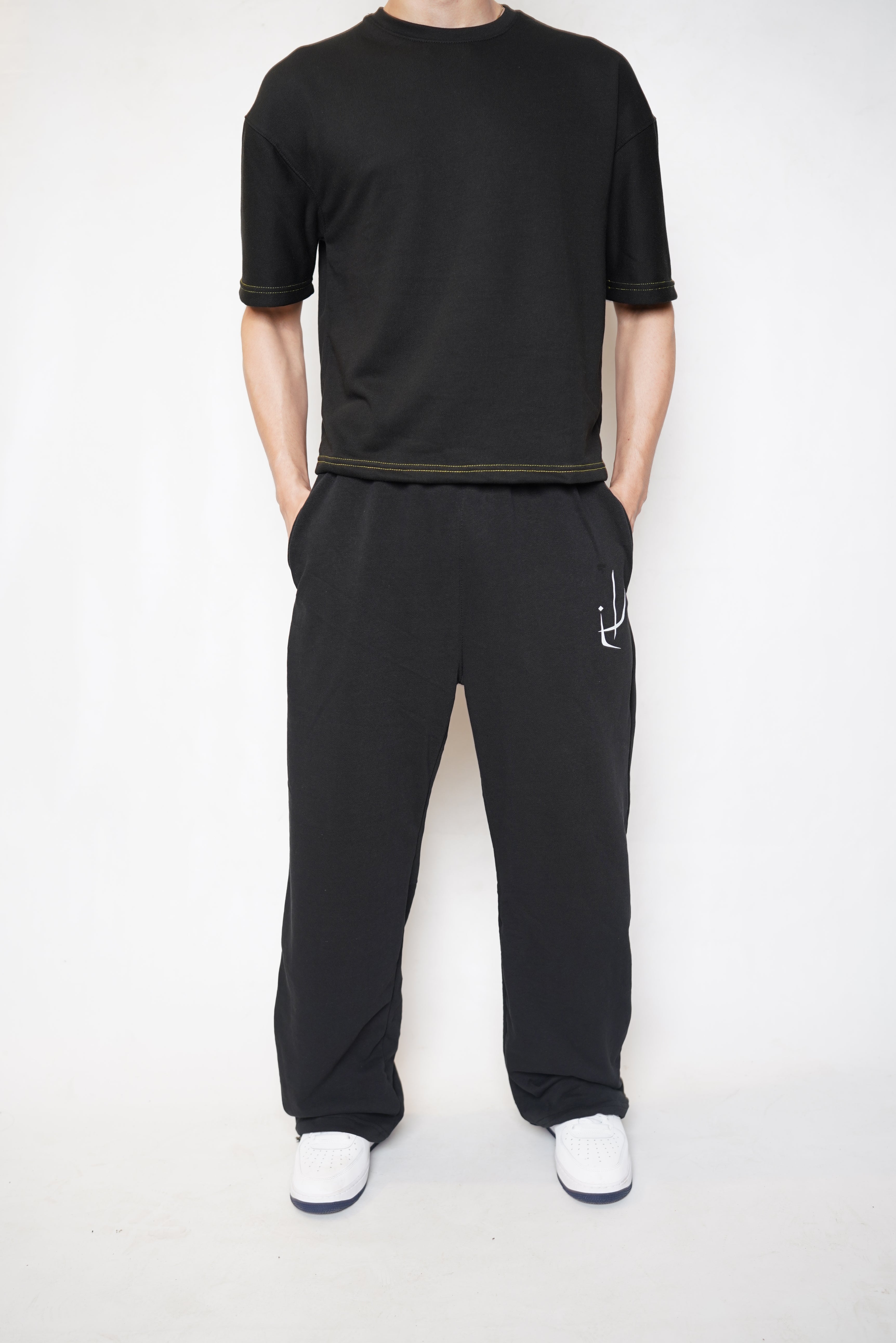 black baggy trousers