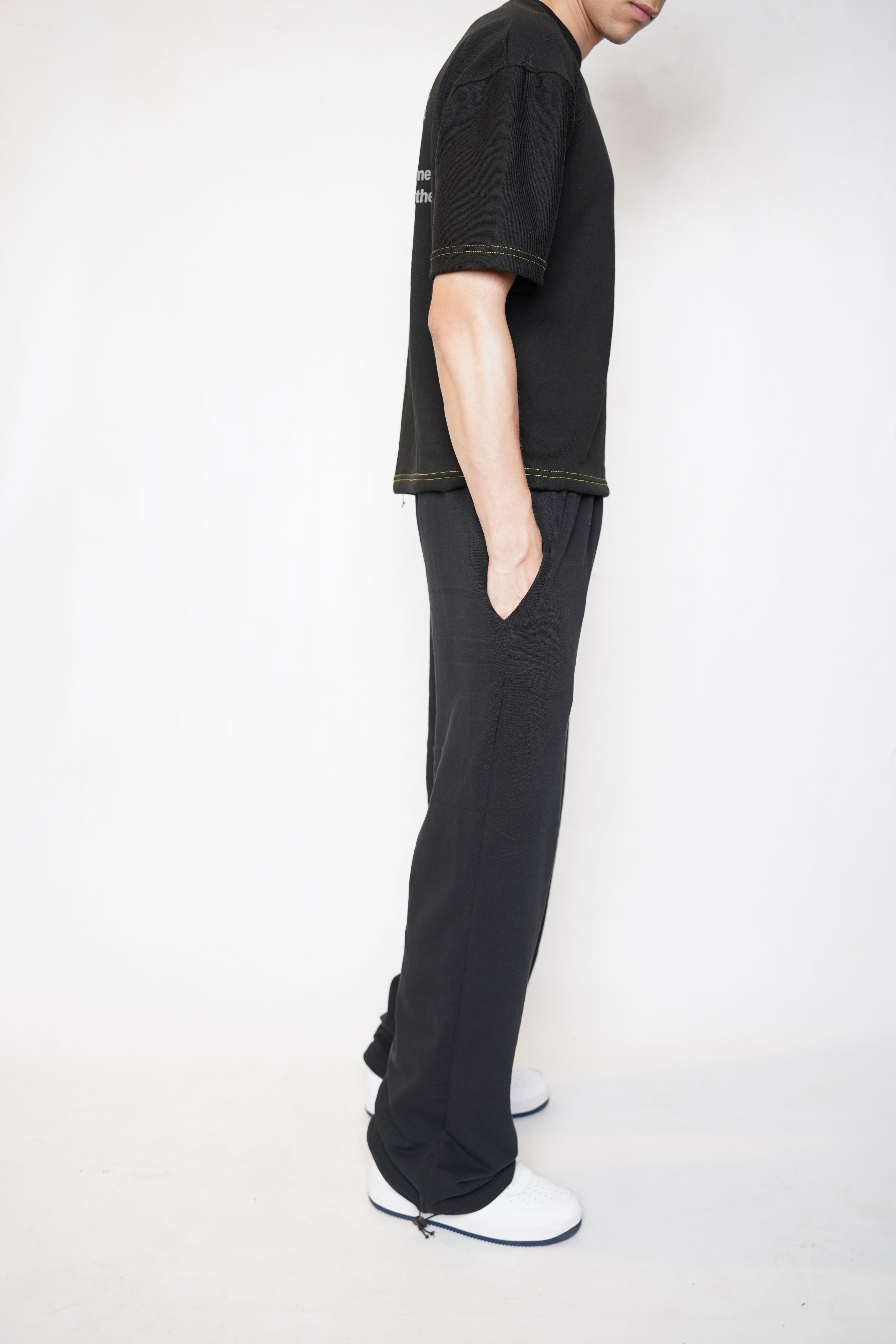 black baggy trousers